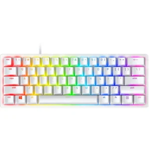 azer Huntsman Mini 60% Gaming Keyboard, Linear Optical Switches, Aluminum Top Frame, Chroma RGB Lighting, PBT Keycaps, Onboard Memory, White, RZ03-033904
